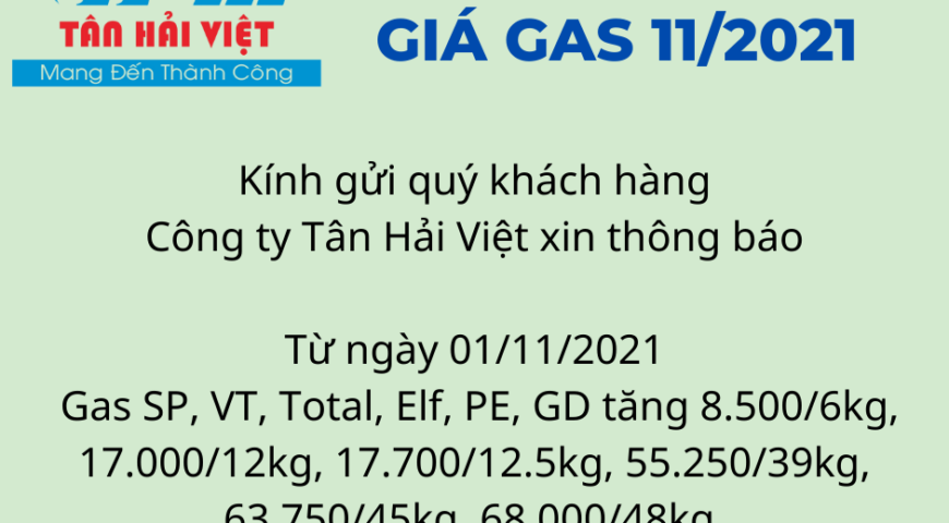 Biến động tăng giá gas tháng 11/2021