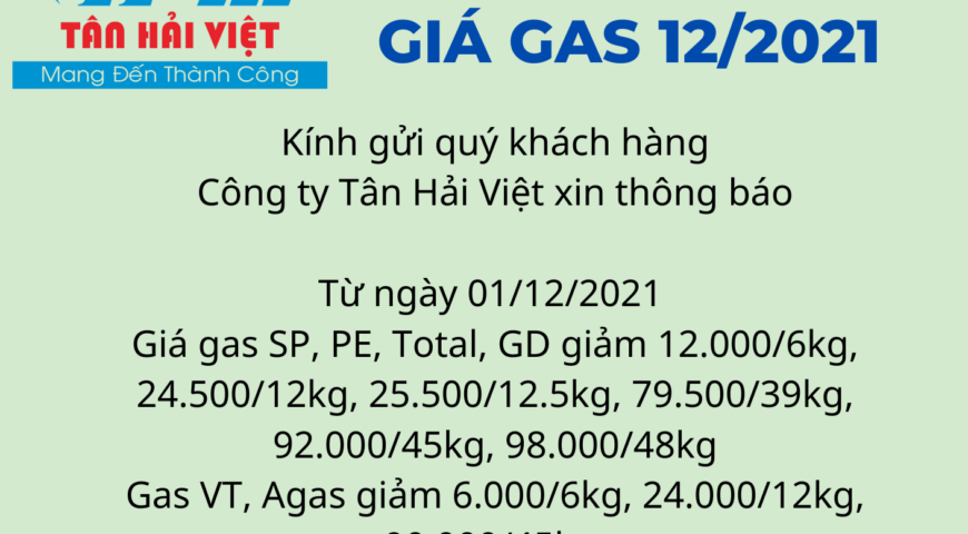 Biến động giảm giá gas tháng 12/2021