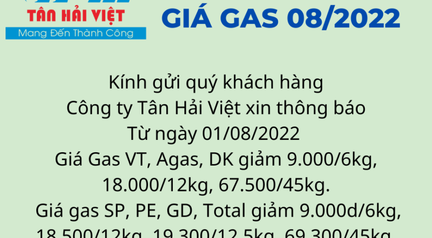 Biến động giảm giá gas tháng 08/2022