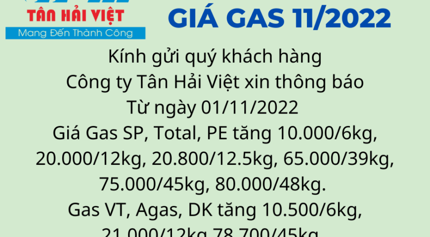 Biến động tăng giá gas tháng 11/2022