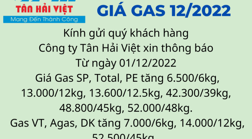 biến động tăng giá gas tháng 12/2022