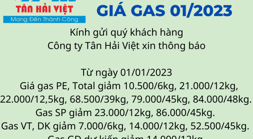 biến động giảm giá gas tháng 01/2023