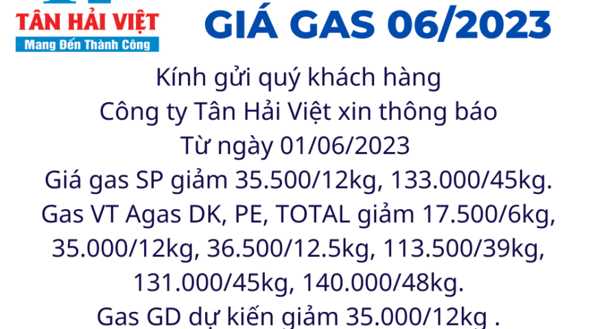 biến động giảm giá gas tháng 06/2023