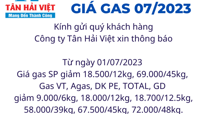 biến động giảm giá gas tháng 07/2023