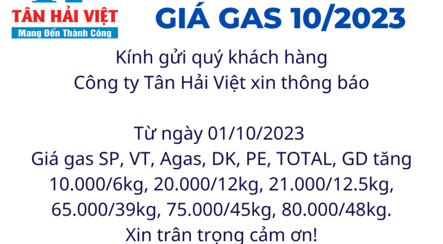 BIẾN ĐỘNG TĂNG GIÁ GAS THÁNG 10/2023